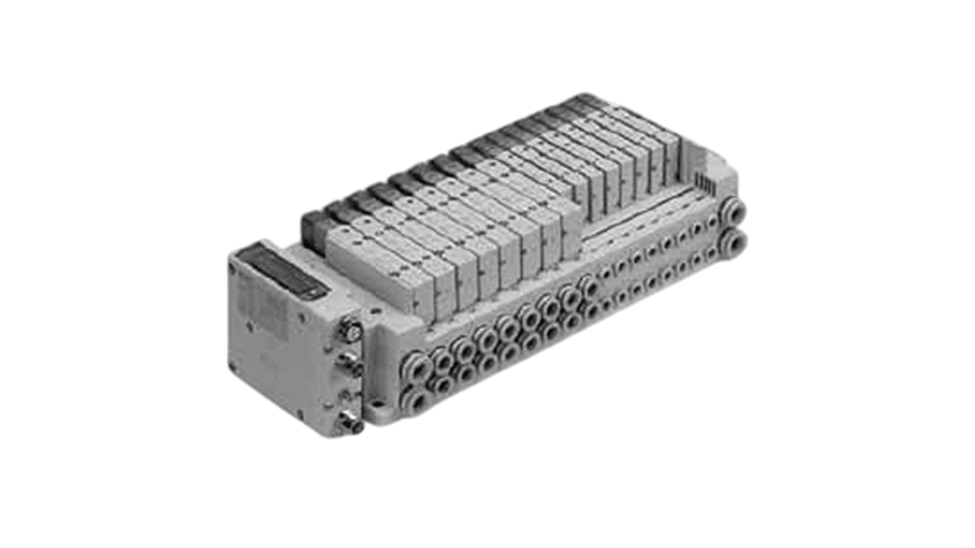 SMC SY5000 series 4 station One-Touch Fitting 6 mm Manifold Base for use with Valve, SS5Y5-10S0-04B-C6-NA