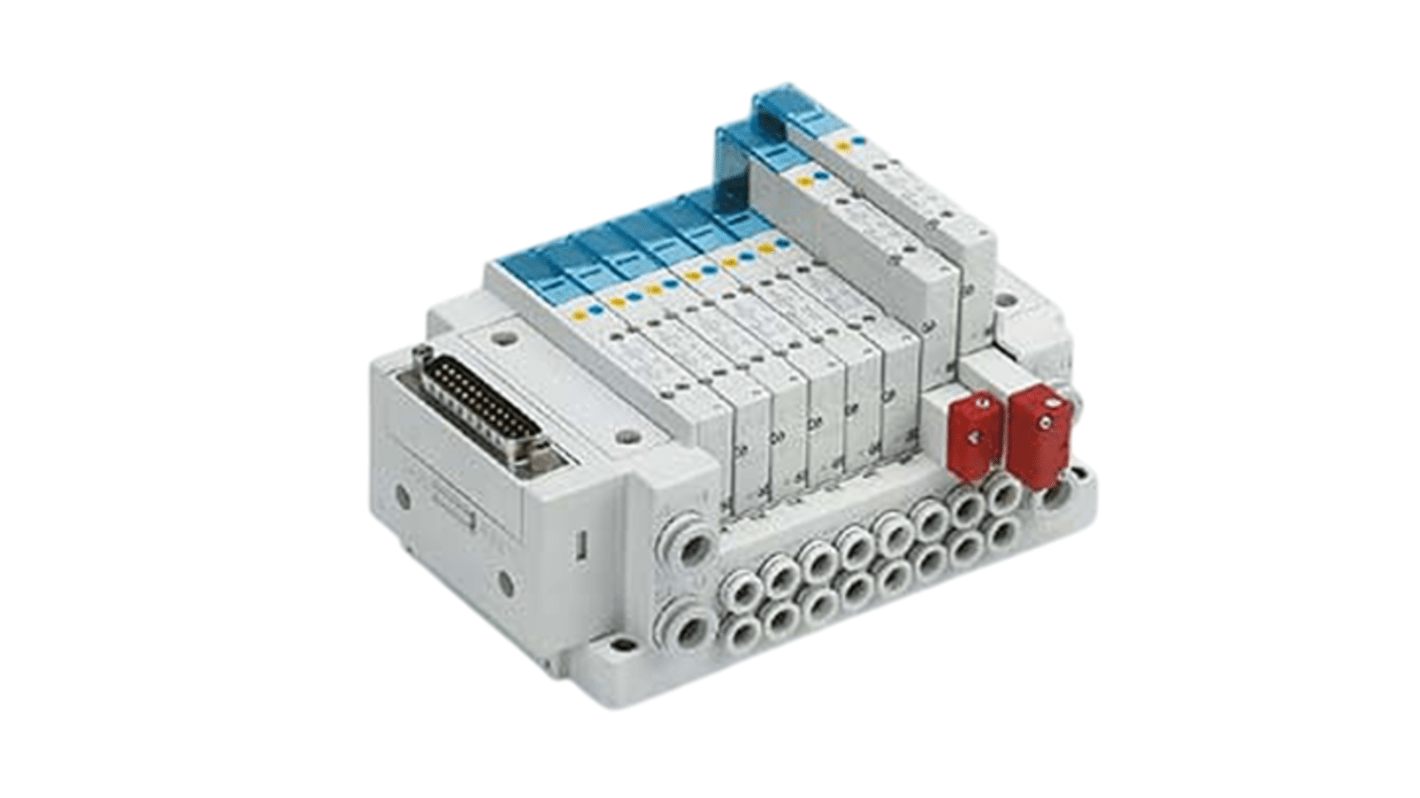 SMC SY3000 series 10 station One-Touch Fitting 6 mm Manifold Base for use with Valve, SS5Y3-10F1-10B-C6-NA