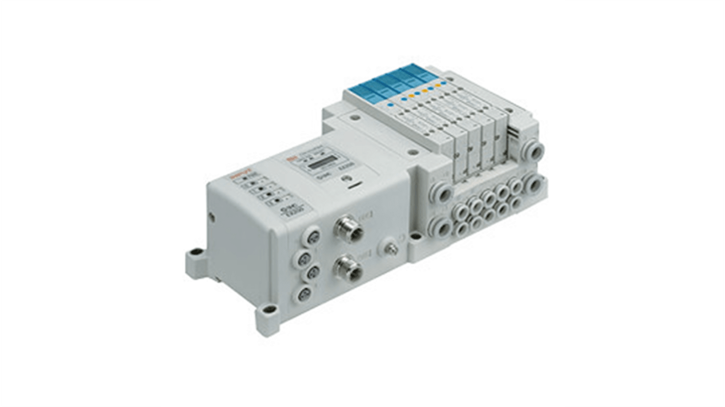 SMC SY3000 series 5 station One-Touch Fitting 6 mm Manifold Base for use with Valve, SS5Y3-10S0-05B-C6-NA