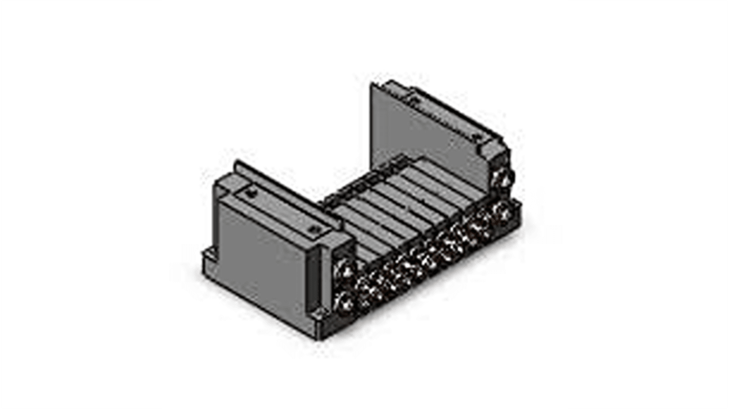 SMC SY3000 series 10 station One-Touch Fitting 6 mm Manifold Base for use with Valve, SS5Y3-10S0-10B-C6-NA