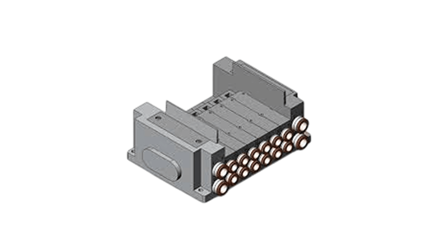 SMC SY5000 series 6 station One-Touch Fitting 6 mm Manifold Base for use with Valve, SS5Y5-10S0-06B-C6-NA