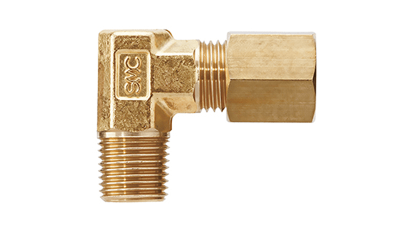 SMC DL Series Elbow Fitting, Tube 8 to 8 mm, Threaded Connection Style, DL08-02S