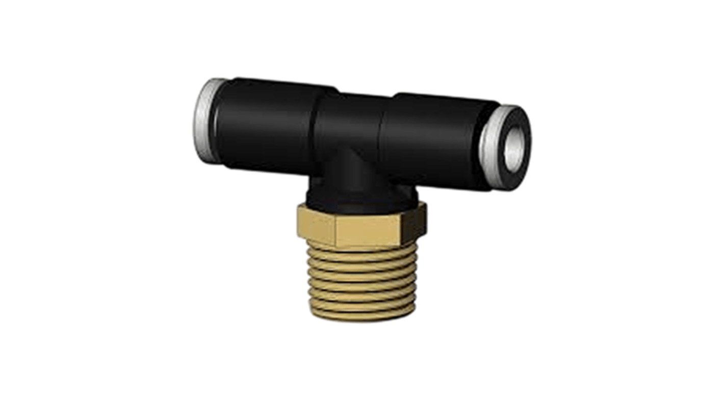 SMC KQ2T Series One-touch Fitting, Push In 6 mm to M5 x 0.8 Male, Threaded-to-Tube Connection Style, KQ2T06-M5A-X35