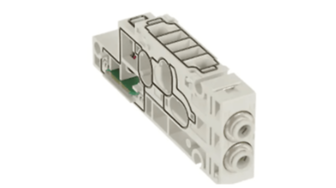 SMC SY7000 series 2 station One Touch Fitting 12 mm Manifold Base for use with Valve, SY70M-2-1DA-C12-NA