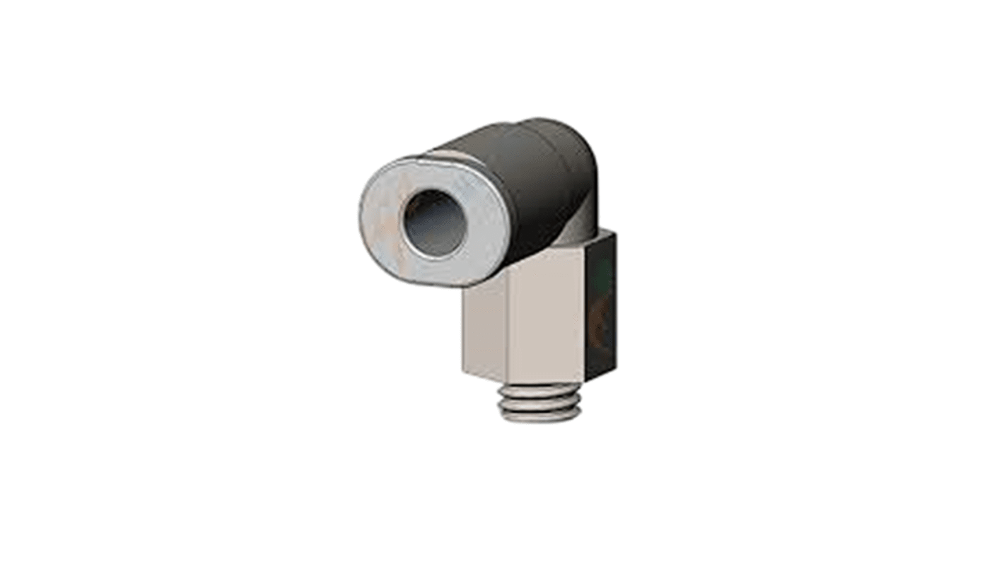 SMC KQ2W Series Elbow Fitting, Push In 4 mm to M5 x 0.8 Male, Threaded-to-Tube Connection Style, KQ2W04-M5A-X35