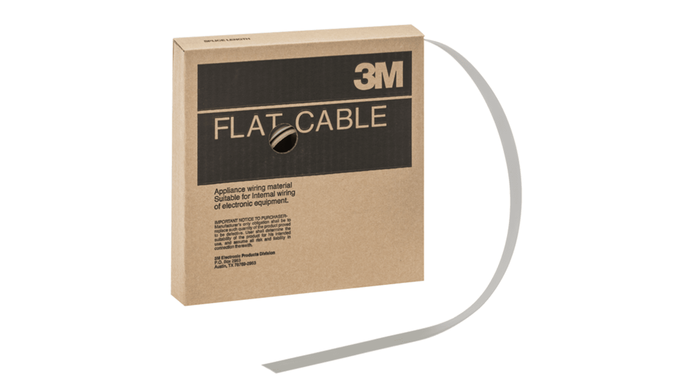 3M 3770 Series Flat Ribbon Cable, 10-Way, 1.27mm Pitch, Unterminated to Unterminated