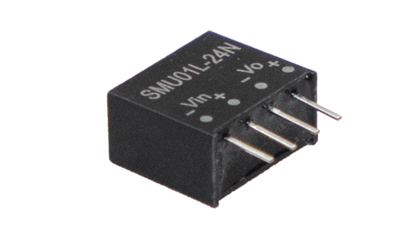 MEAN WELL SMU01 DC-DC Converter, 5V dc/ 200mA Output, 2.97 → 3.63 V dc Input, 2W, Surface Mount, +105°C Max Temp