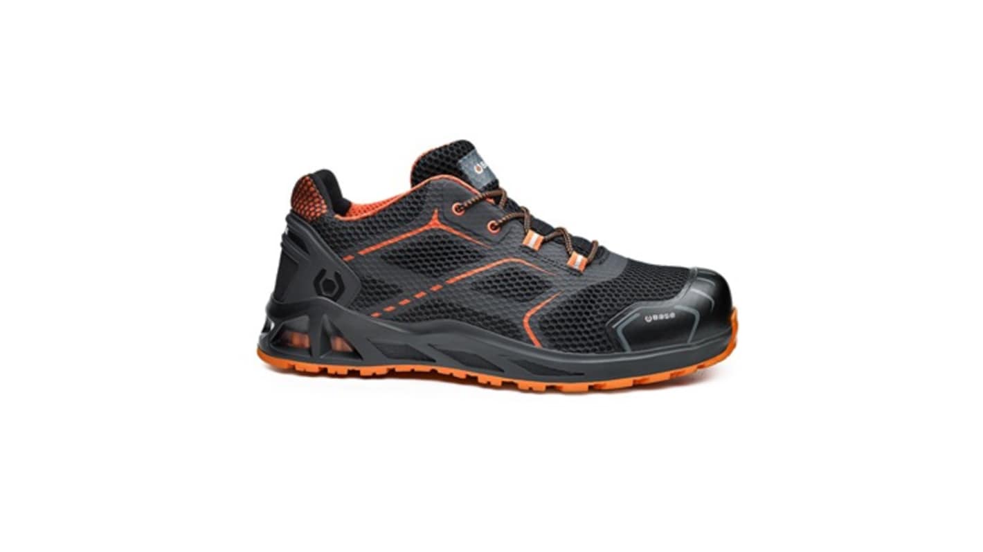 BASE B1004 Men, Women Black/Orange Aluminium Toe Capped Safety Shoes, UK 6.5, EU 40