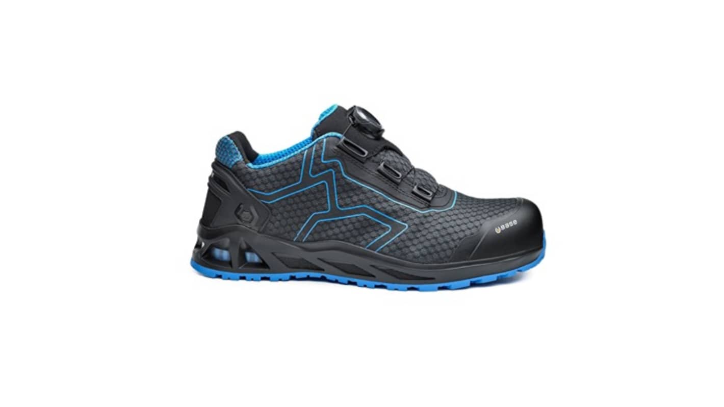 BASE B1005 Men, Women Black/Blue Aluminium Toe Capped Safety Shoes, UK 8, EU 42