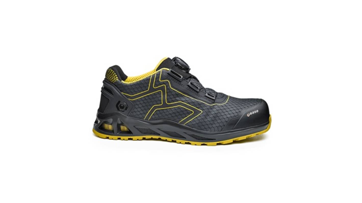 BASE B1005 Men, Women Black/Yellow Aluminium Toe Capped Safety Shoes, UK 10, EU 44