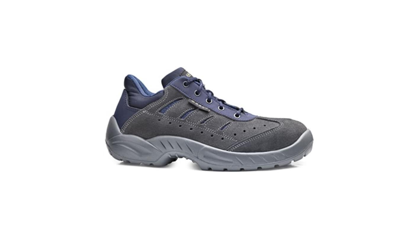 BASE B0163 Men, Women Grey/Blue Steel Toe Capped Safety Shoes, UK 8, EU 42
