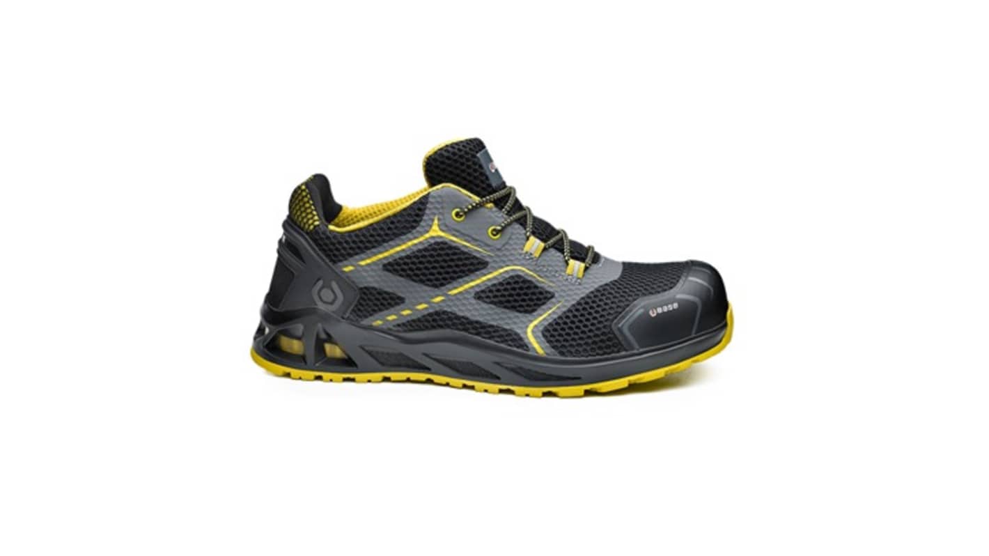 BASE B1004 Men, Women Black/Yellow Aluminium Toe Capped Safety Shoes, UK 12, EU 47