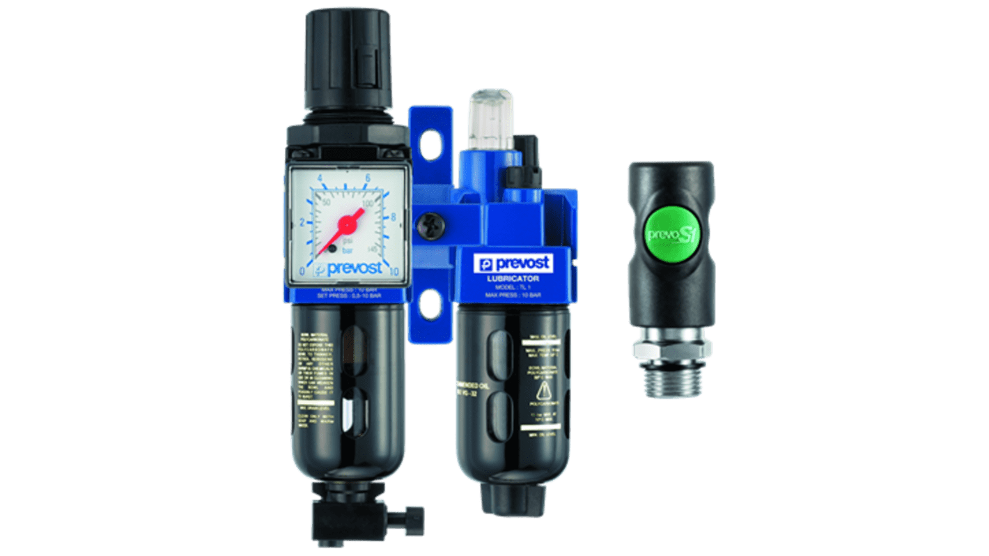 PREVOST G 1/2 FRL Assembly, 25μm Filtration Size Integrated Pressure Gauge