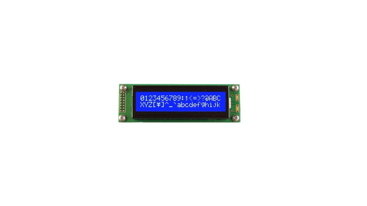Midas MC22005A6W-BNMLW-V2 MC22005A6W Alphanumeric LCD Display, White on Blue, 2 Rows by 20 Characters, Transmissive