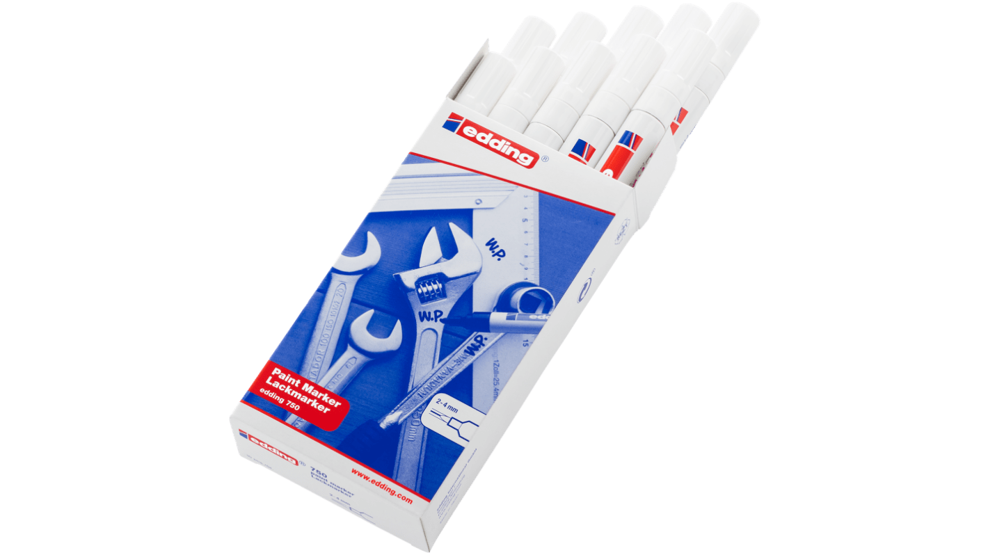 Edding White 2 → 4mm Medium Tip Paint Marker Pen for use with Glass, Metal, Plastic, Wood