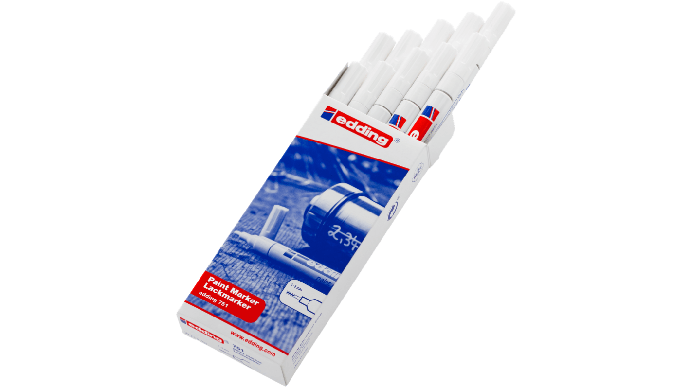 Edding White 1 → 2mm Fine Tip Paint Marker Pen for use with Glass, Metal, Plastic, Wood