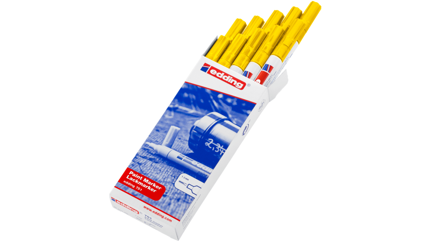 Edding Yellow 1 → 2mm Fine Tip Paint Marker Pen for use with Glass, Metal, Plastic, Wood