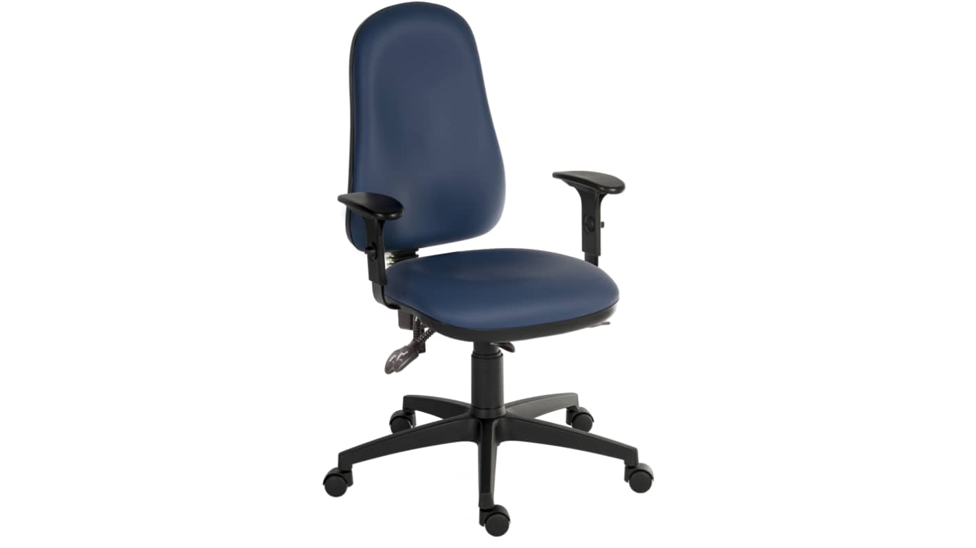 RS PRO Blue Polyurethane Operator Chair, 150kg Weight Capacity