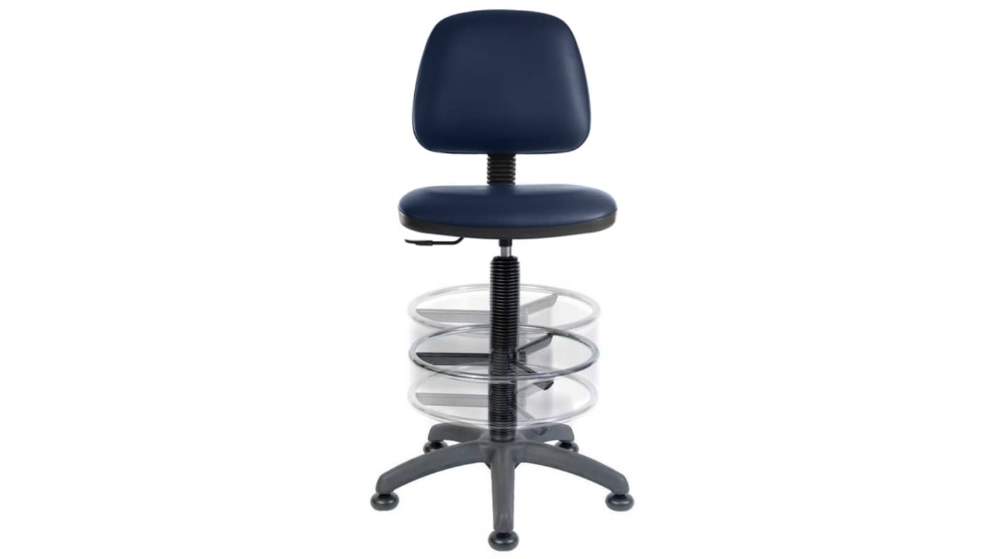 RS PRO Blue Polyurethane Drafting Chair, 90kg Weight Capacity