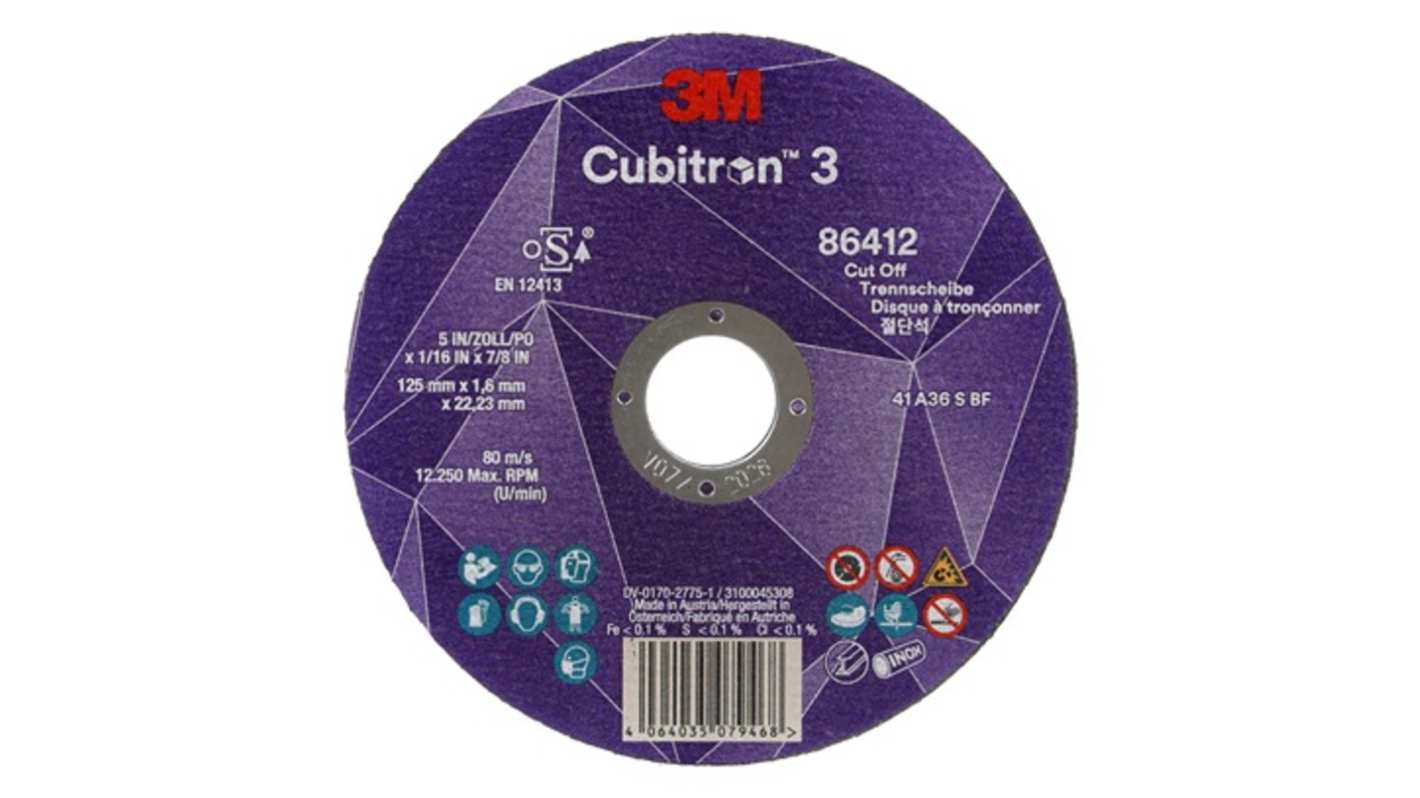 3M 86581 Ceramic Cutting Disc, 115mm x 0.8mm Thick, 80+ Grade, 25 in pack