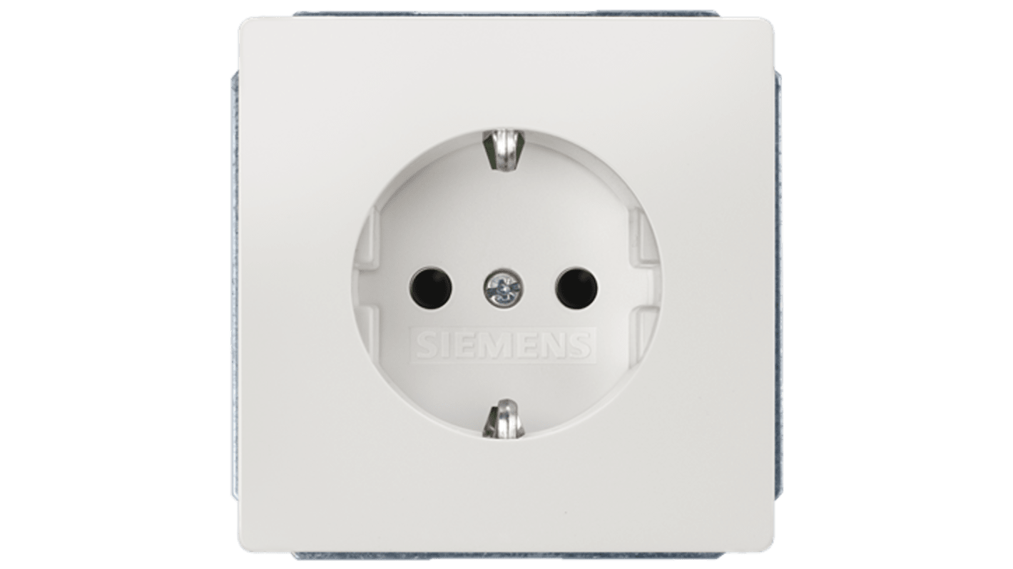 Siemens DELTA White Plug Socket, 16A, Schuko