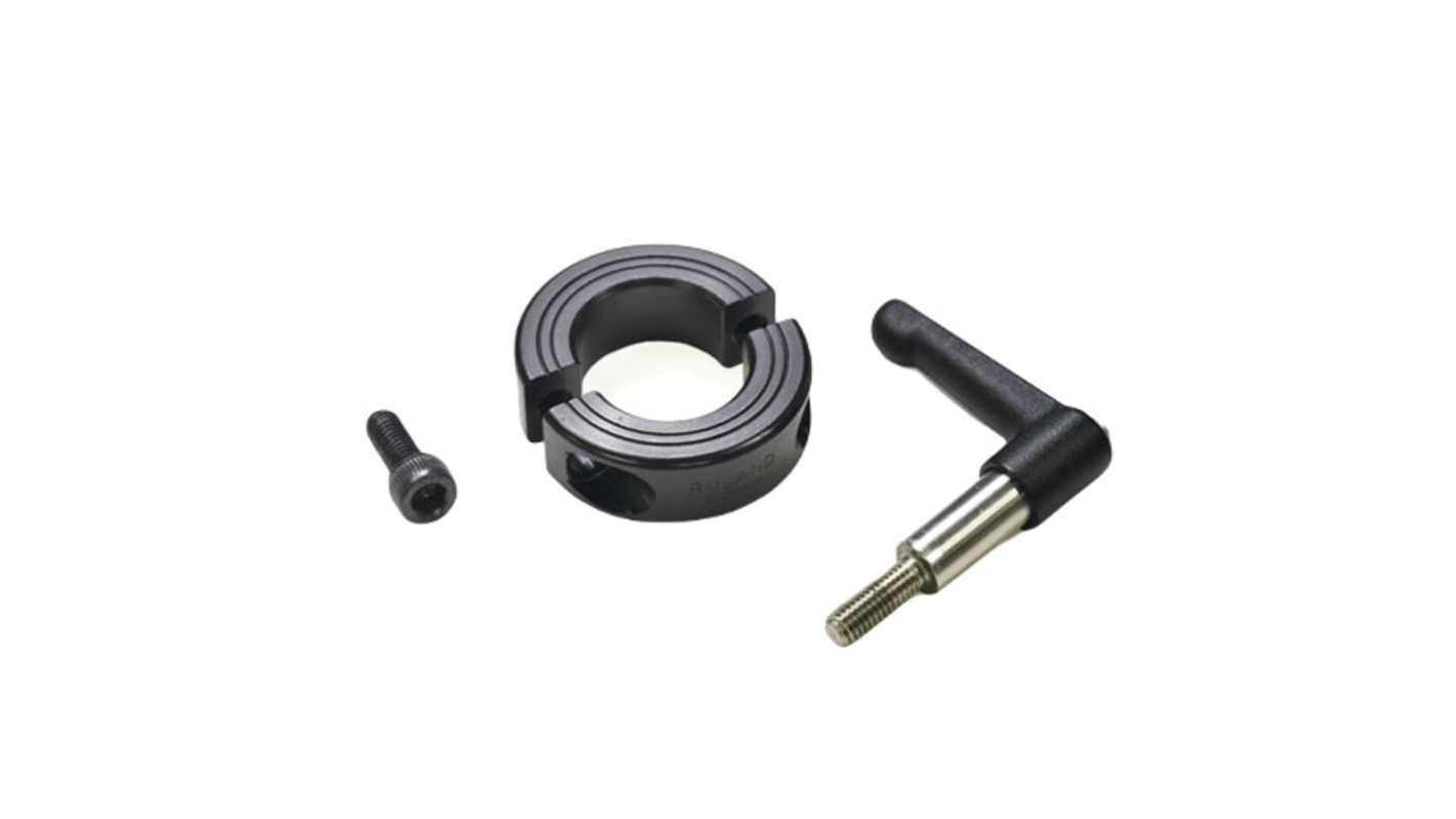 Ruland Shaft Collar, Two Piece, Quick Clamp, Bore 25mm, OD 45mm, W 15mm, 1215 Lead-Free Carbon Steel
