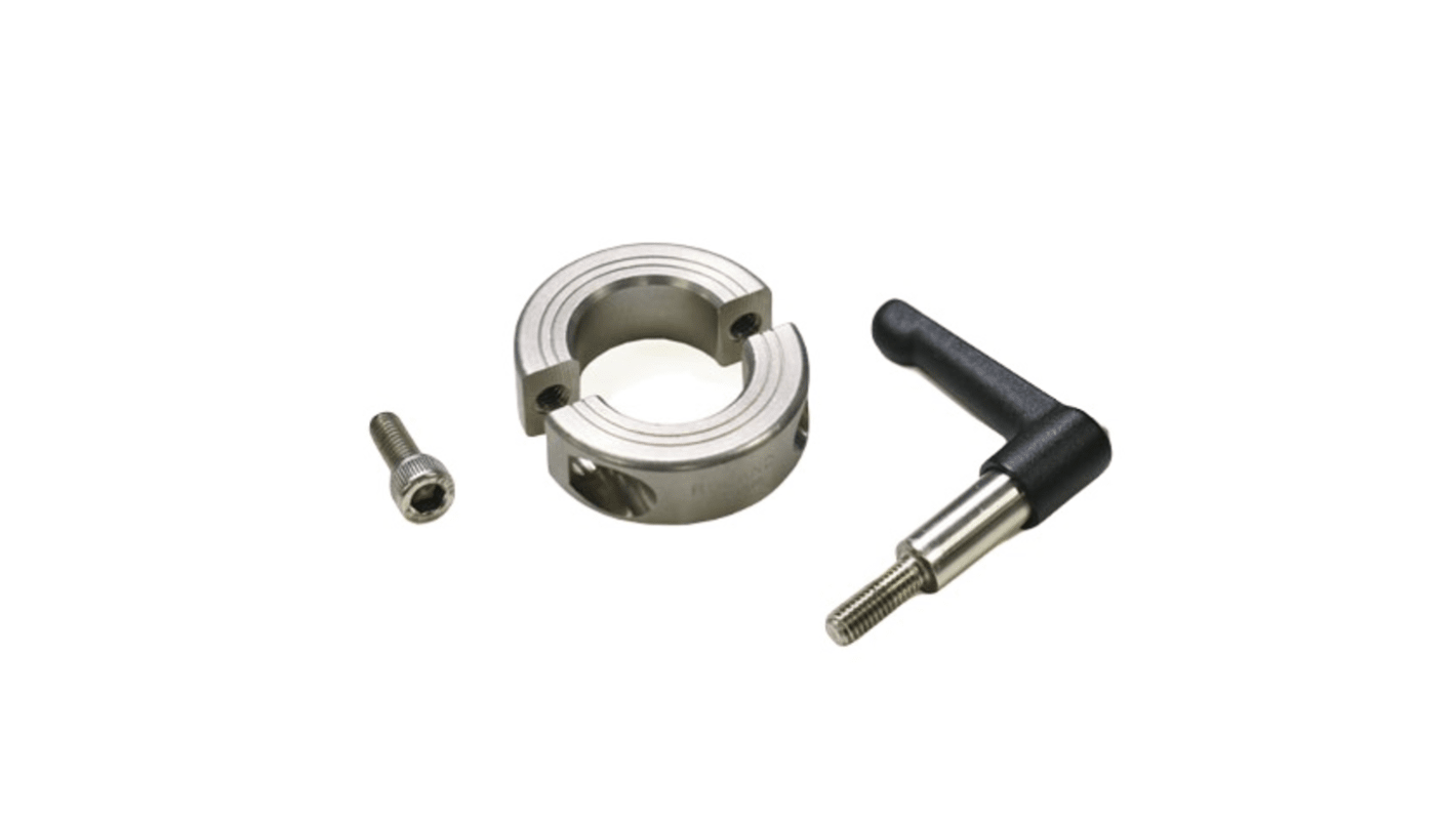 Ruland Shaft Collar, Two Piece, Quick Clamp, Bore 25mm, OD 45mm, W 15mm, 303 Stainless Steel