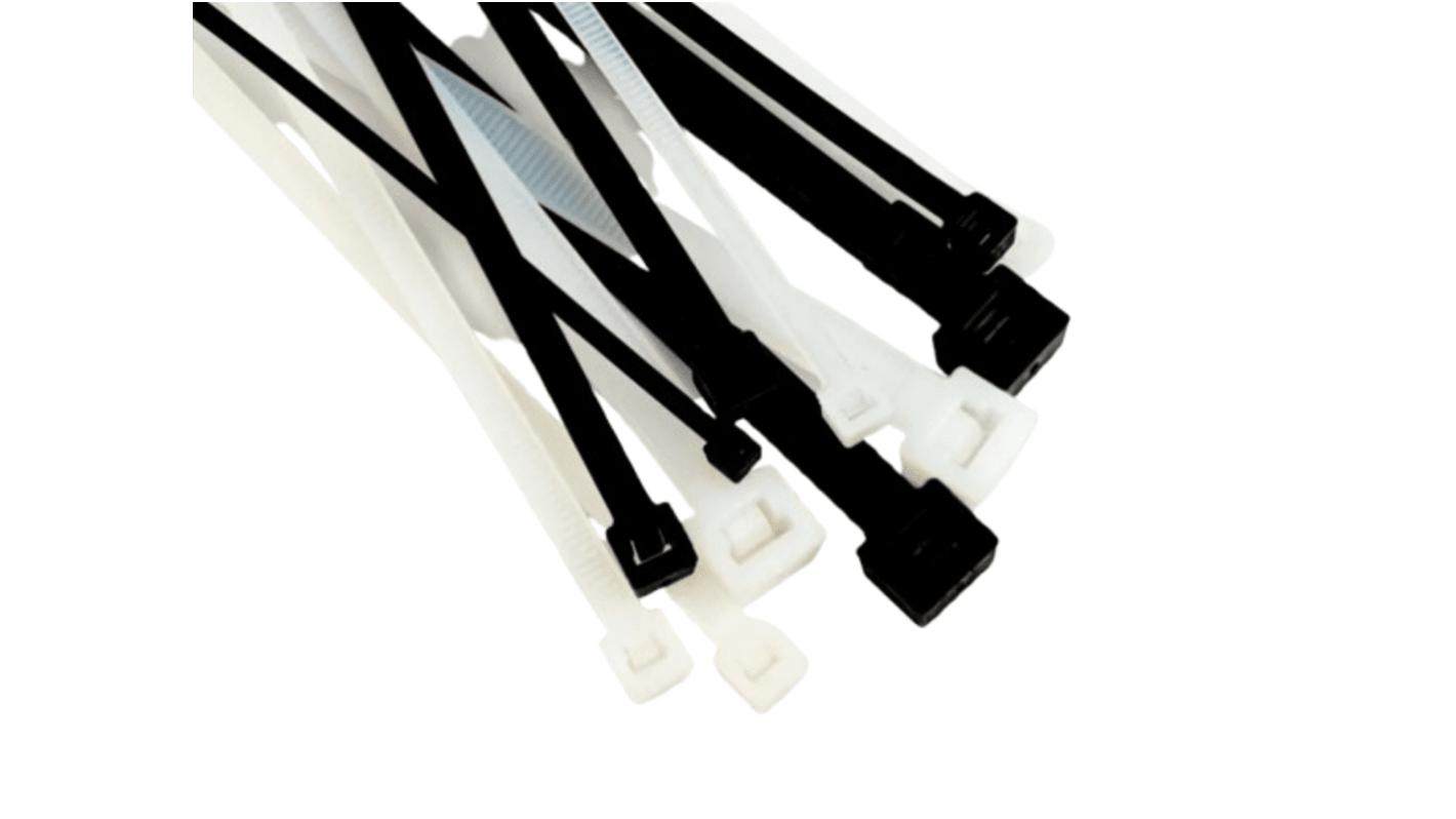 3M Cable Ties, , 280mm x 4.8 mm, Black Nylon, Pk-100