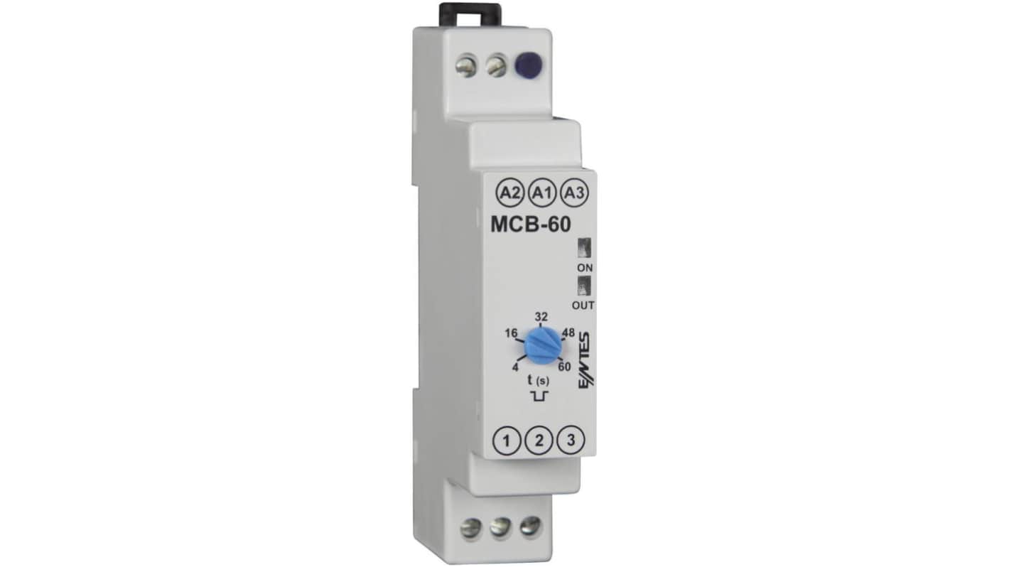 ENTES MCB Series DIN Rail Mount Timer Relay, 12 → 240V ac, 1-Contact, 4 sec → 30 sec, SPDT
