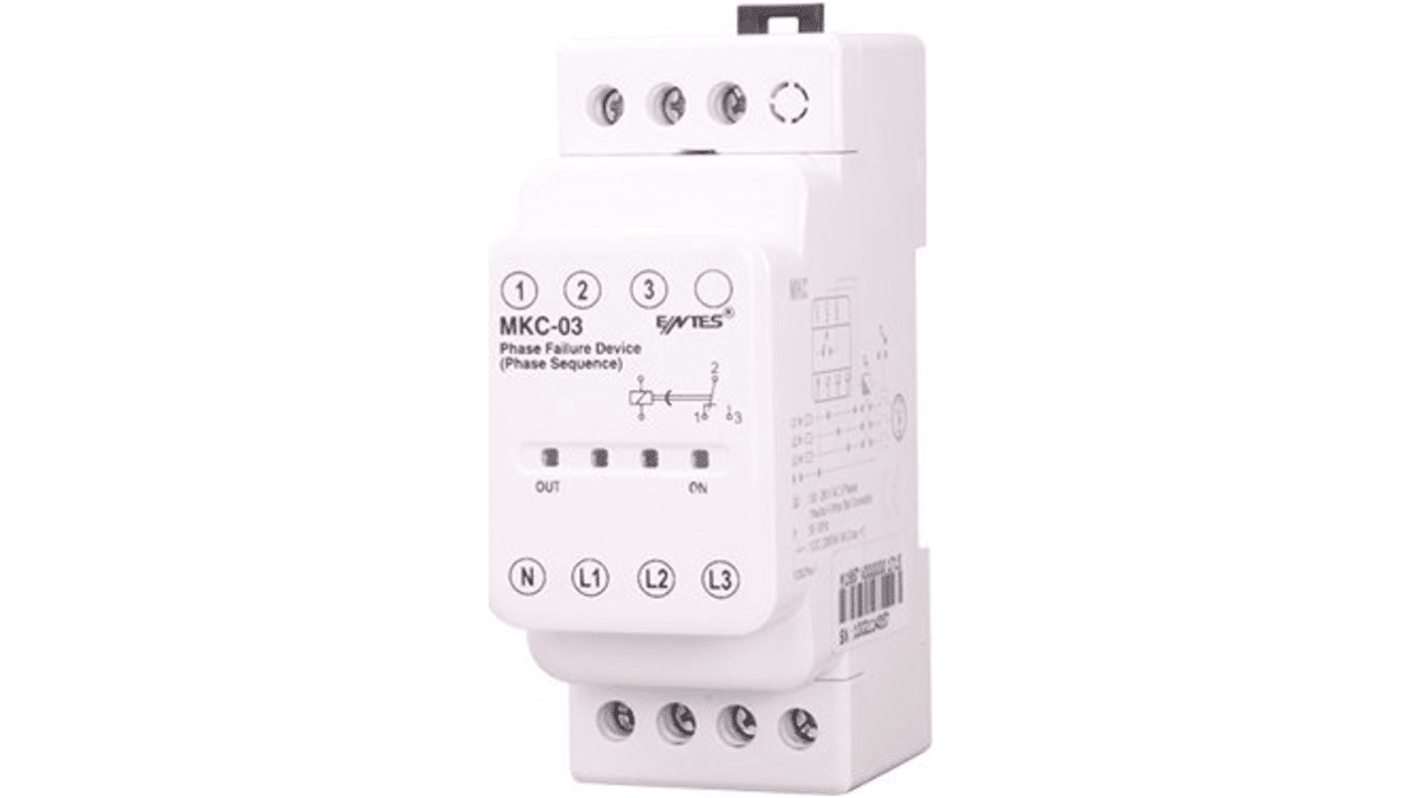 ENTES Phase Monitoring Relay, 3 Phase, SPDT, DIN Rail