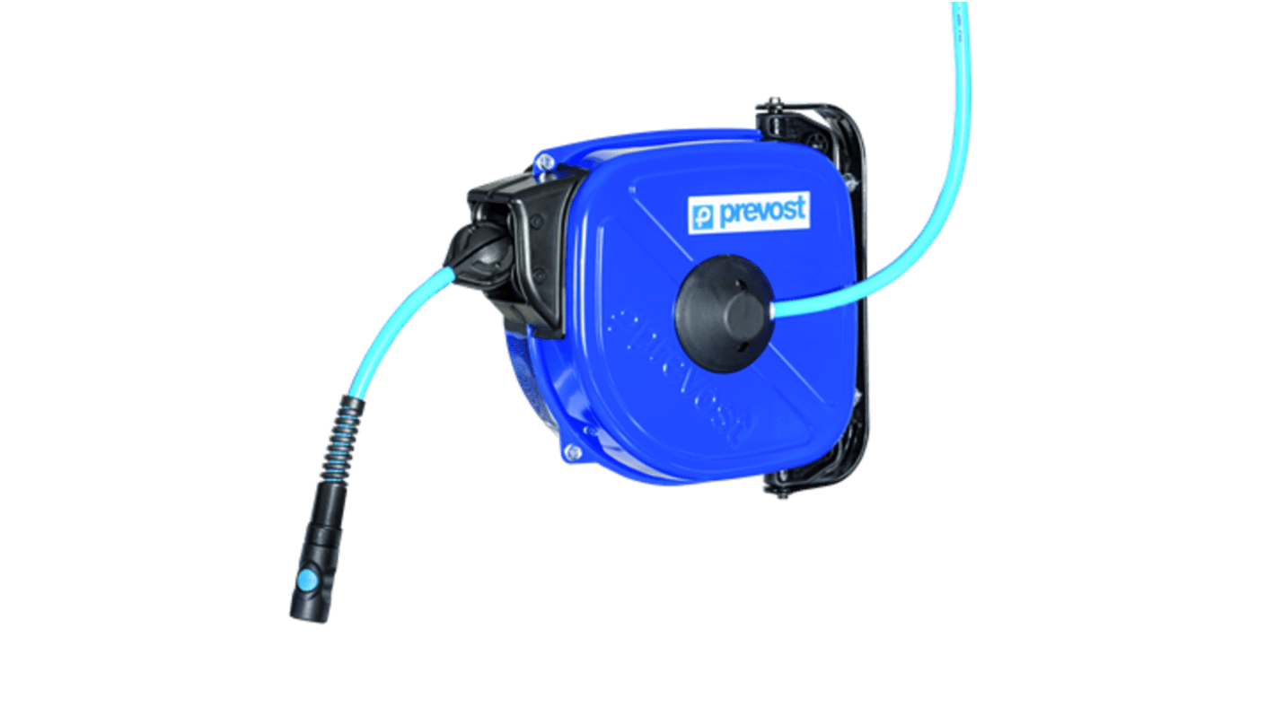 PREVOST Wall Mounted 15m Air Hose Reel, 10mm Inner Diameter, 14mm Outer Diameter, 800L/min Flow Rate