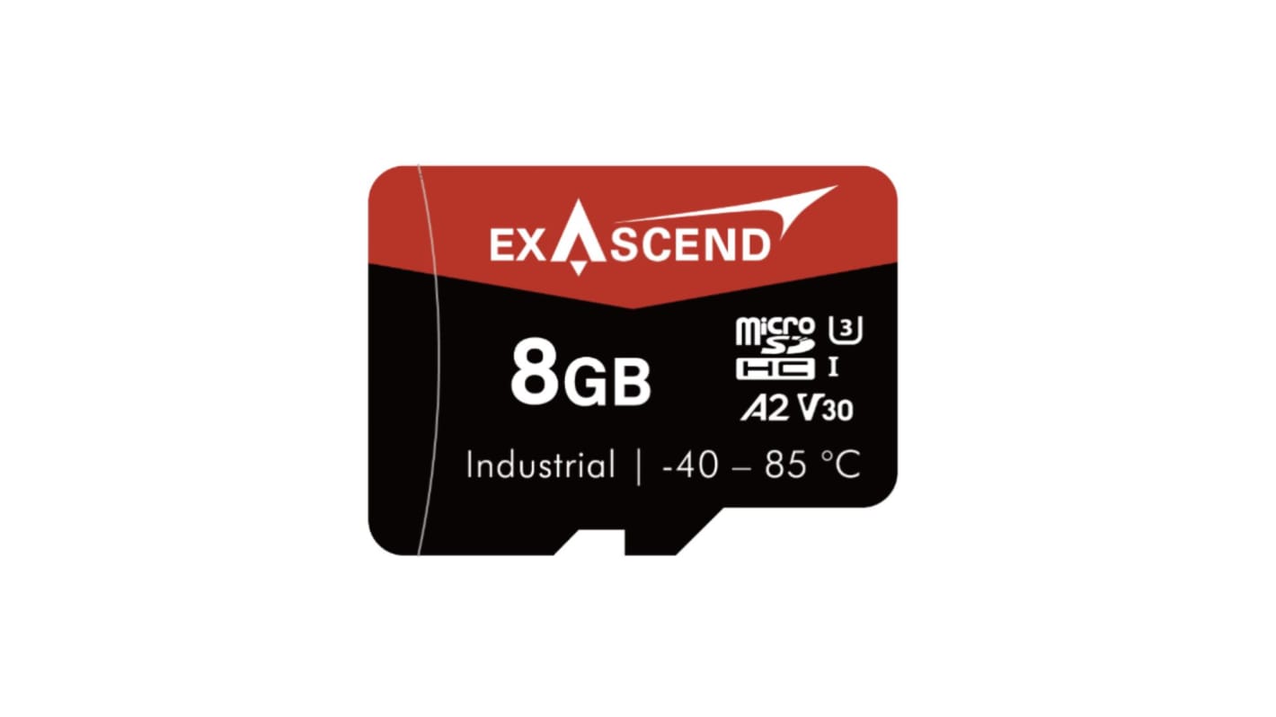 Exascend 8 GB Industrial MicroSDHC Micro SD Card, A2, Class 10, UHS-1 (U3), V30