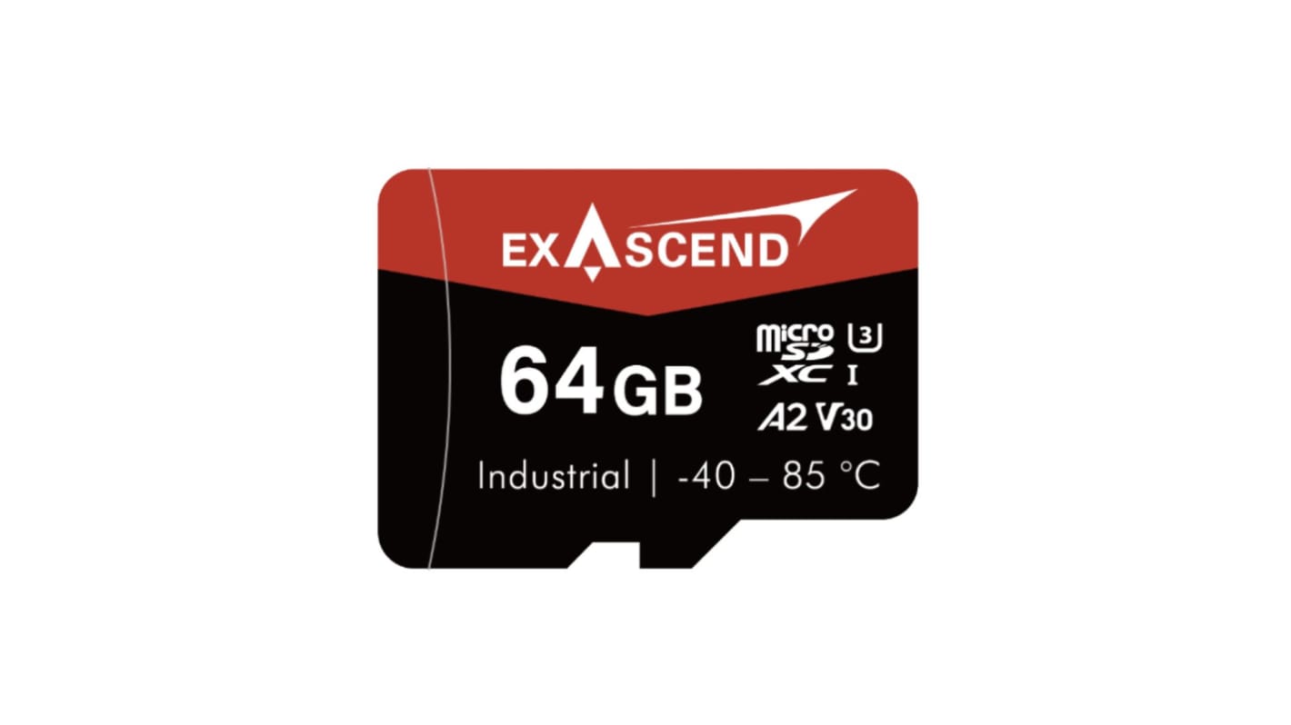Exascend 64 GB Industrial MicroSDXC Micro SD Card, A2, Class 10, UHS-1 (U3), V30