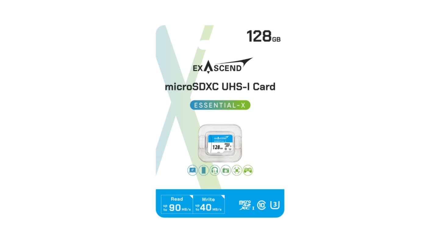 Exascend 128 GB MicroSD卡, Class 10, Essential X系列