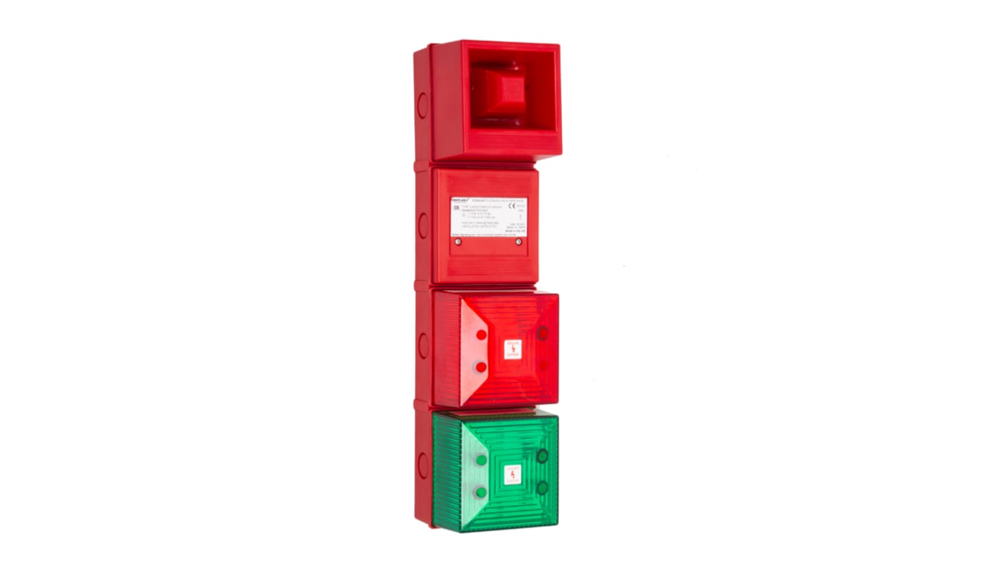 Moflash YL4IS Series Green/Red Sounder Beacon, 24 V dc, IP65, Base-mounted
