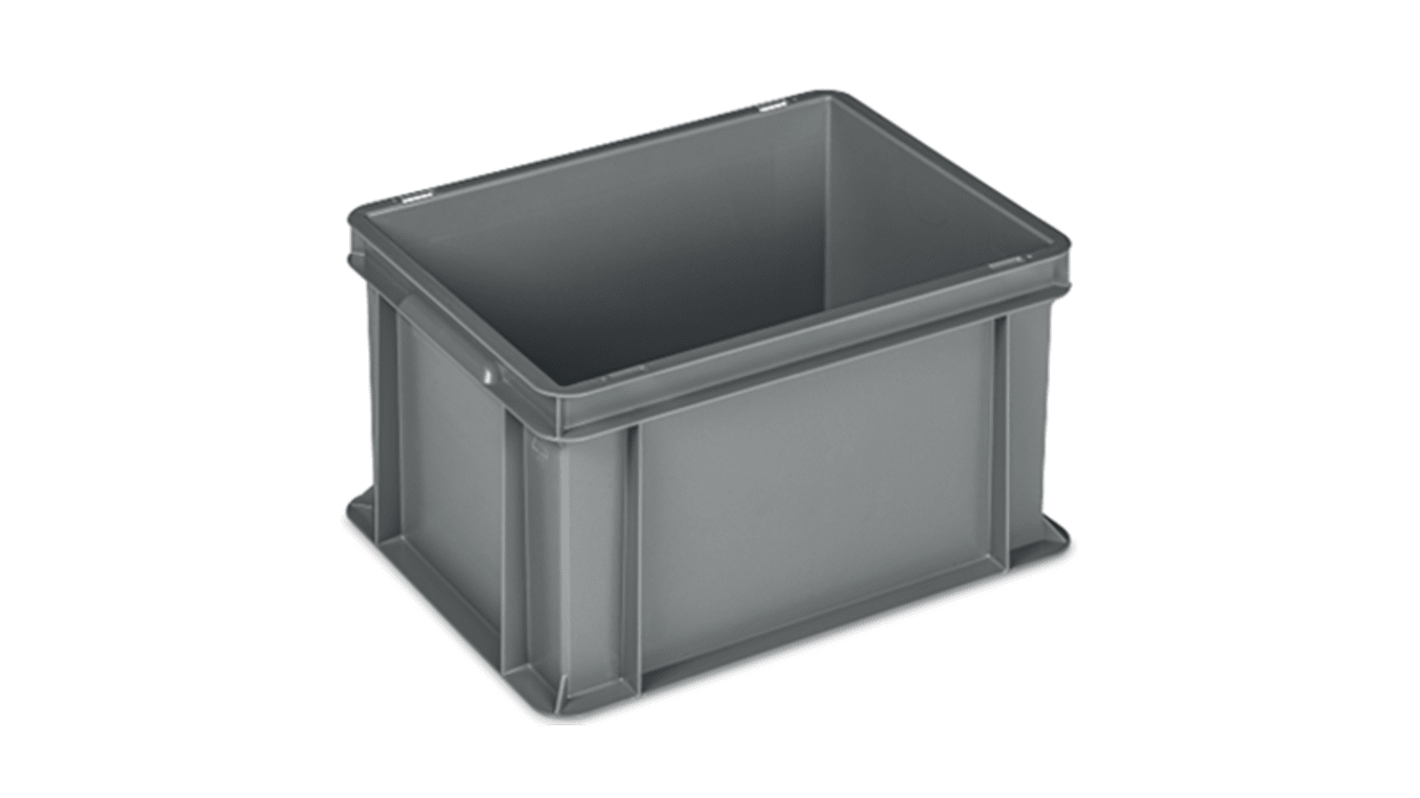 RS PRO Polypropylene, Recycled Plastic Storage Container, 300mm x 400mm x 220mm, Grey