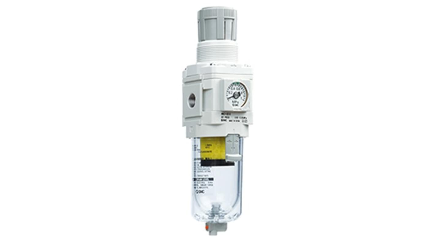 SMC AWM20 Filter Regulator, 5μm, G 1/4, Auto, 10 bar, AWM20-F02-D
