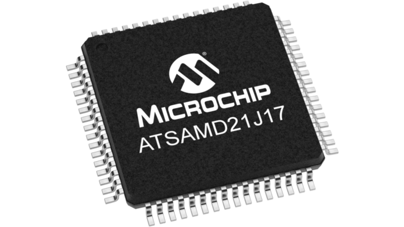 Microchip ATSAMD21J17D マイコン, ARM Cortex M0+コア, 48MHz, 128 kb, フラッシュ, 64-Pin TQFP
