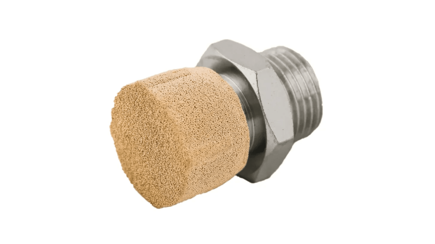 RS PRO Nickel Plated Brass 10bar Pneumatic Silencer, Threaded, G 1/4 Male