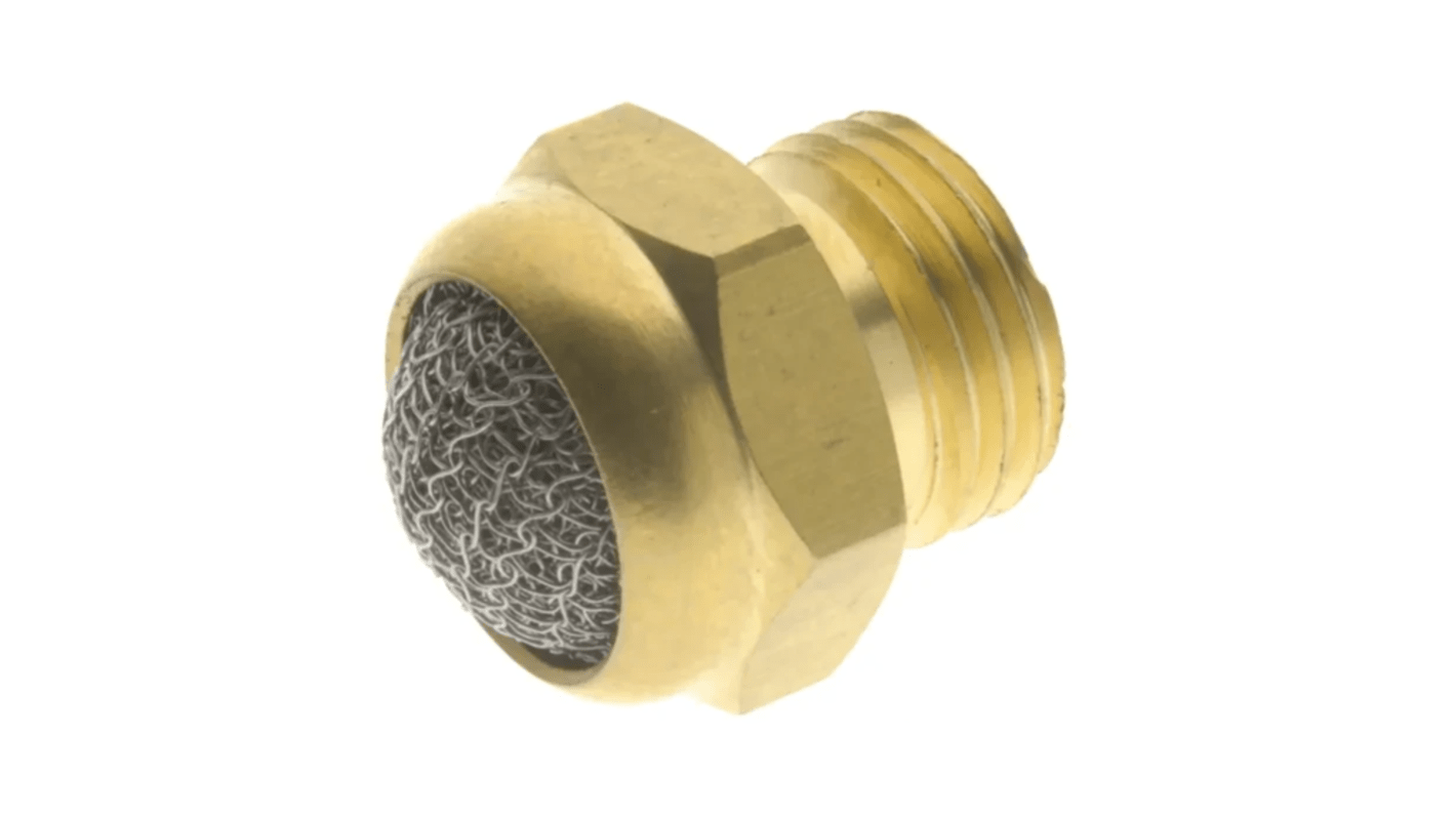 RS PRO Brass, Bronze 12bar Pneumatic Silencer, Threaded, G 1/4 Male