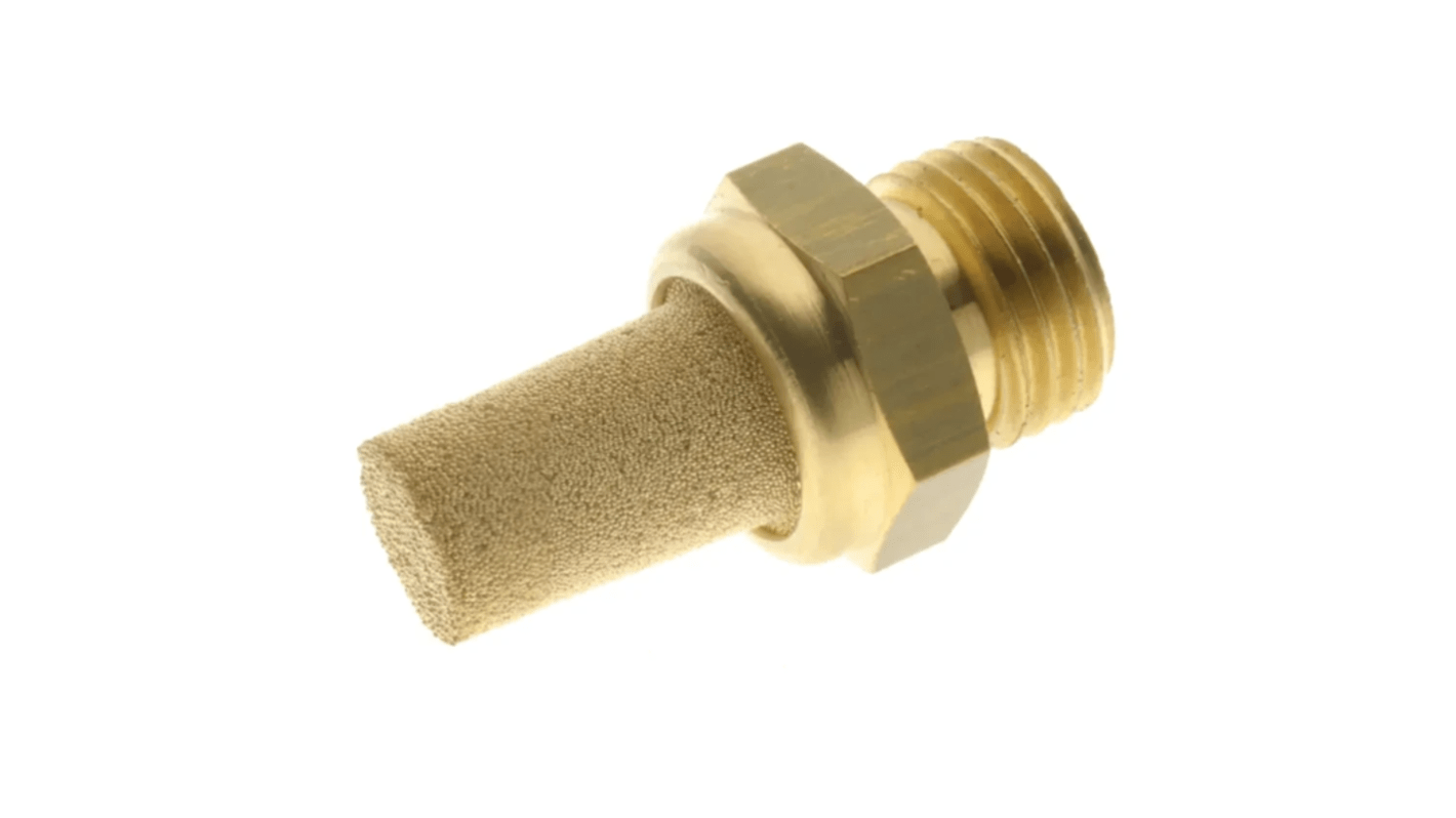 RS PRO Brass 10bar Pneumatic Silencer, Threaded, G 1/8 Male
