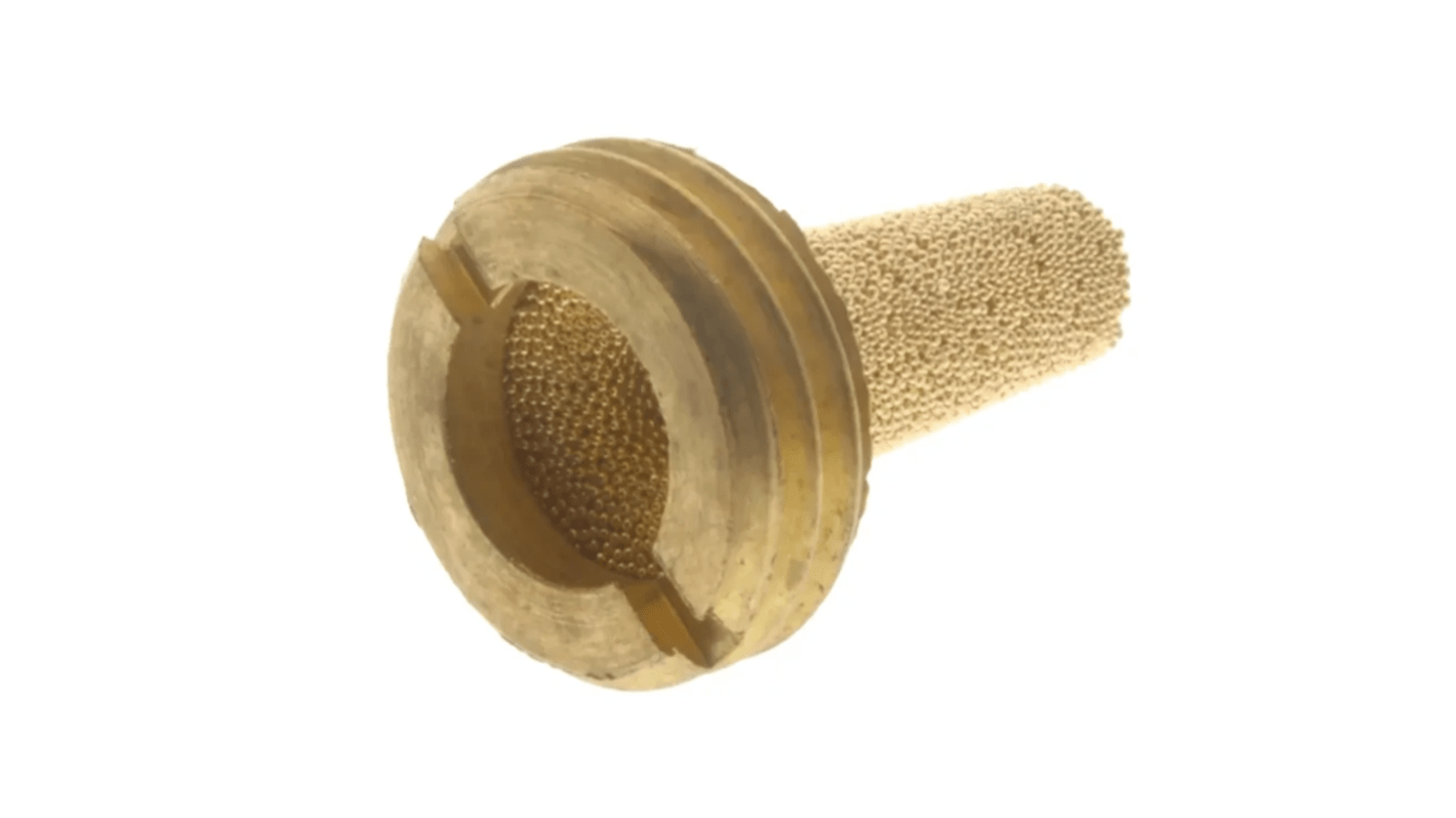 RS PRO Brass, Sintered Bronze 10bar Pneumatic Silencer, Threaded, G 3/8 Male