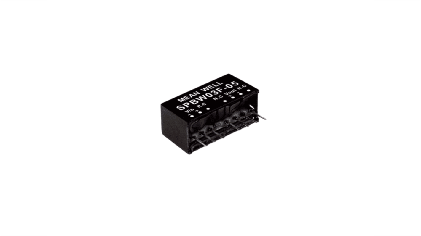 MEAN WELL SPBW03 DC-DC Converter, 3.3V dc/ 700mA Output, 9 → 36 V dc Input, 3W, Through Hole, +85°C Max Temp
