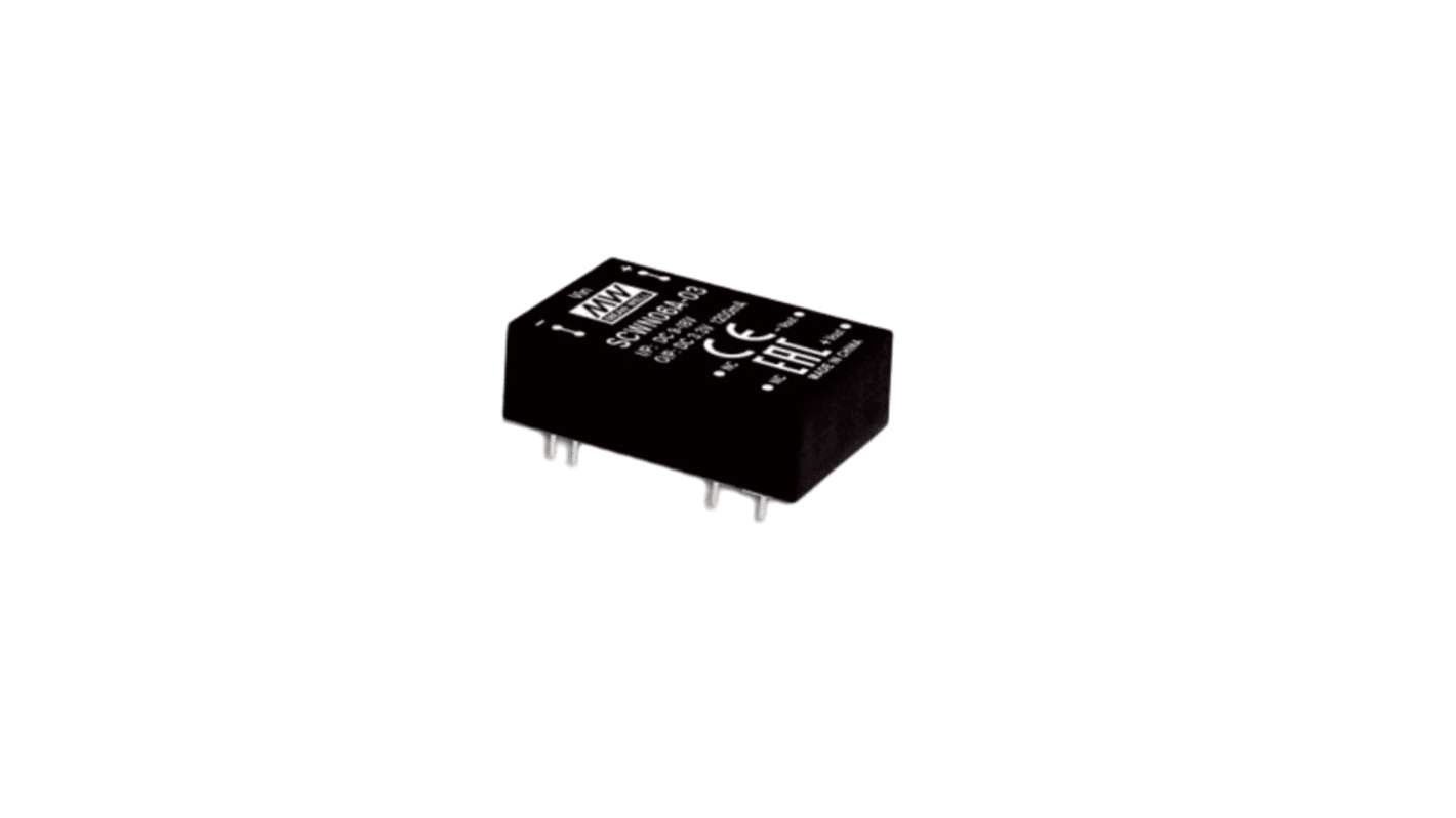 MEAN WELL DCWN06 DC-DC Converter, 12V dc/ 250mA Output, 18 → 36 V dc Input, 6W, Through Hole, +90°C Max Temp