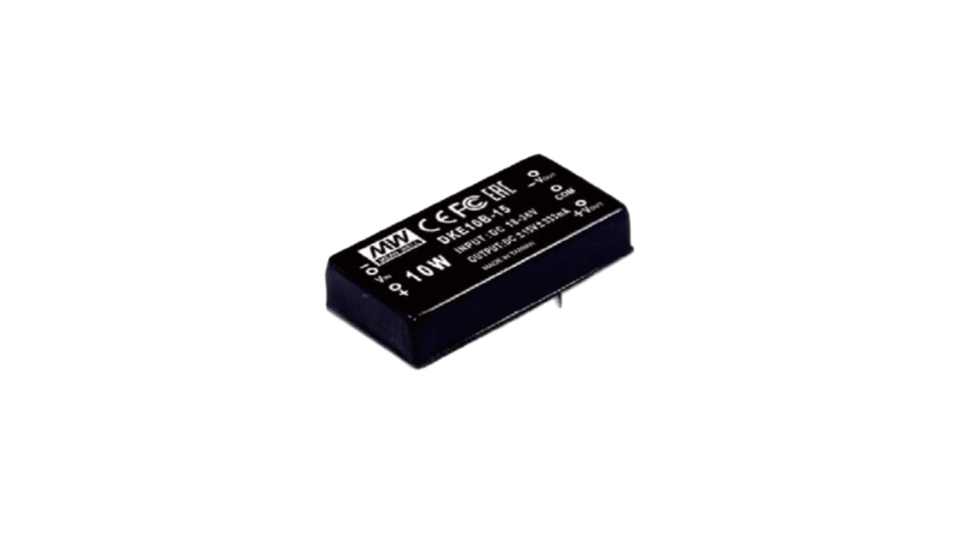 MEAN WELL DKE10 DC-DC Converter, 24V dc/ 210mA Output, 18 → 36 V dc Input, 10W, Through Hole, +71°C Max Temp