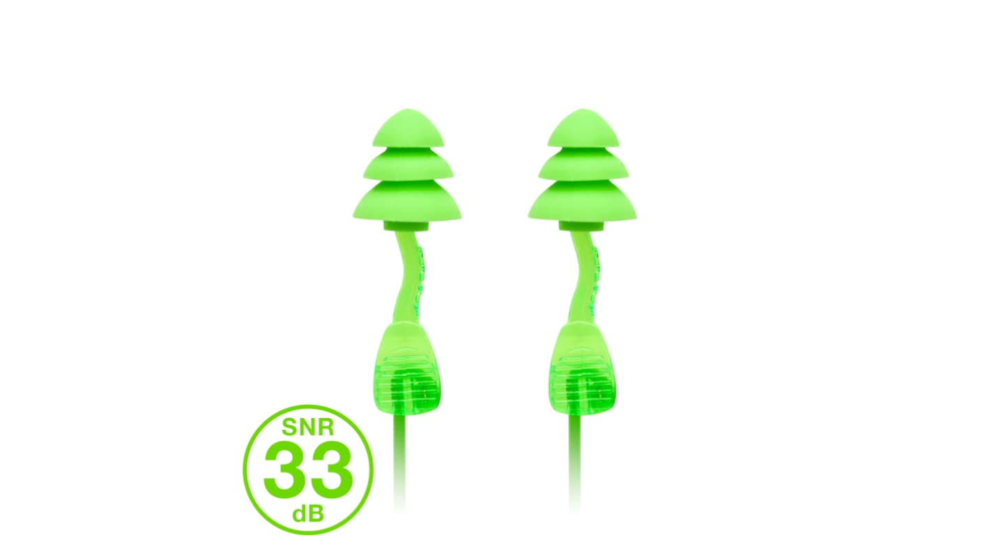 Moldex 6451 Series Green Reusable Corded Ear Plugs, 33dB Rated, 50Pair Pairs