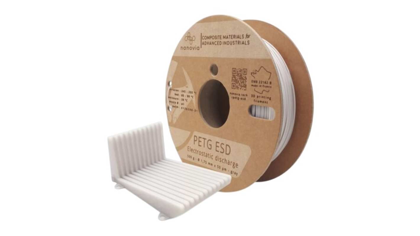 NANOVIA 1.75mm Grey PET-G ESD 3D Printer Filament, 2kg