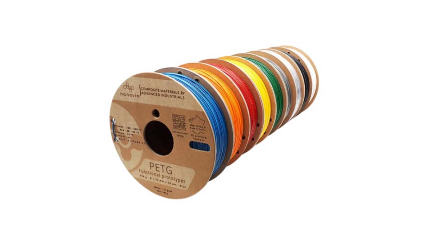 NANOVIA 1.75mm White PET-G 3D Printer Filament, 2kg