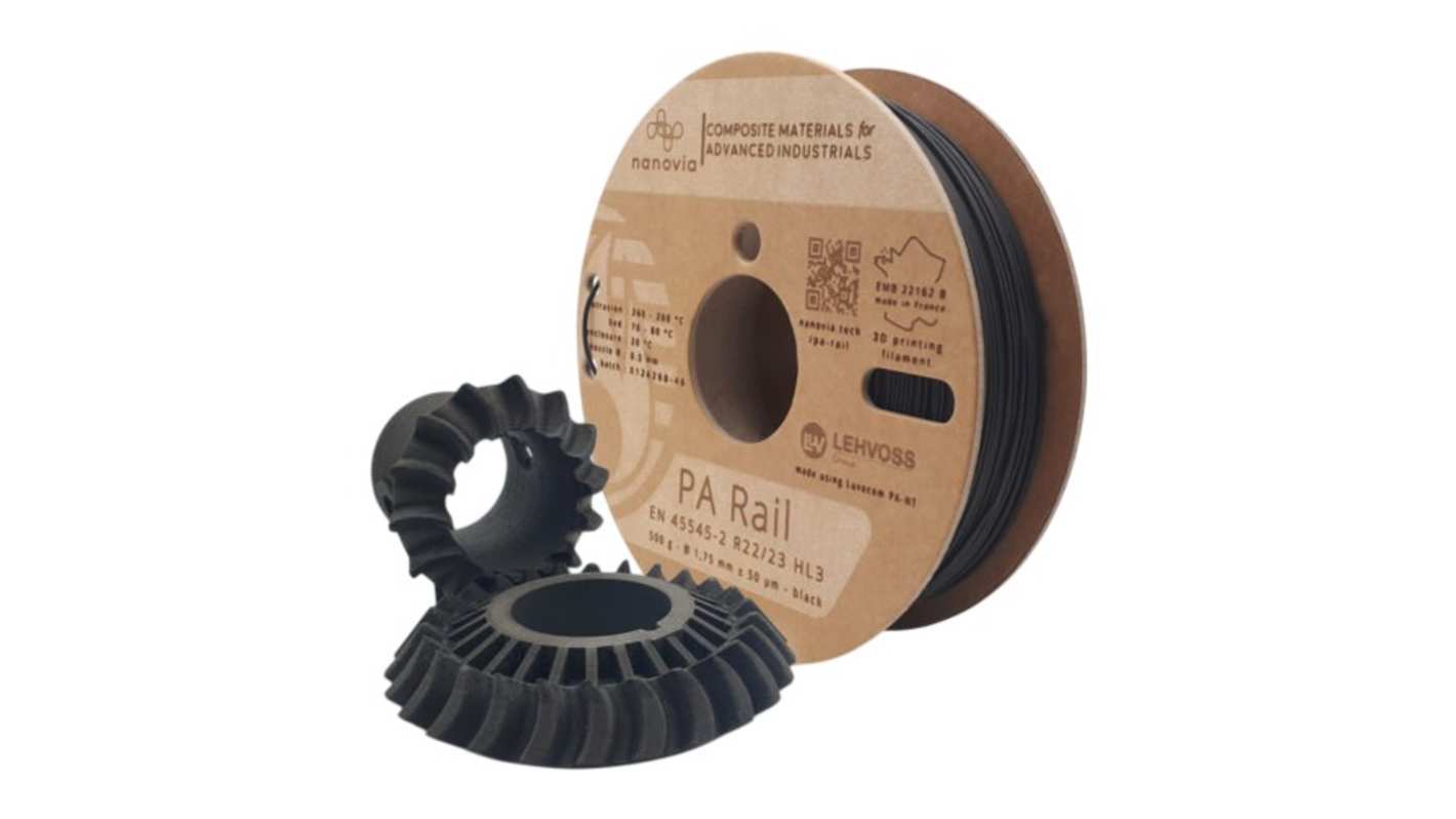 NANOVIA 1.75mm Black PA Rail 3D Printer Filament, 500g