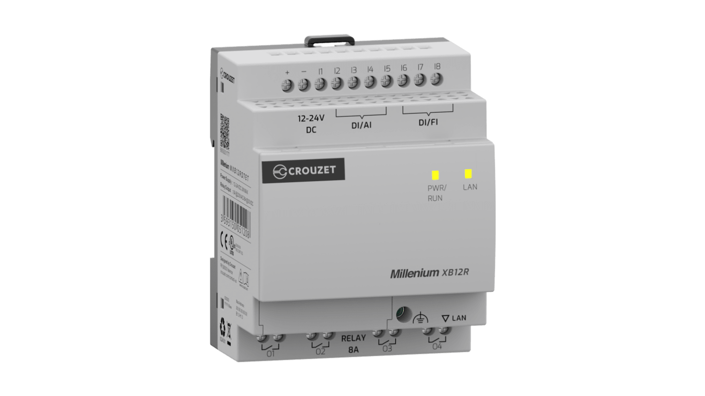 Crouzet MXB Series PLC I/O Module for Use with Industrial Automation Applications, 24 V Supply, Relay Output, 8-Input,